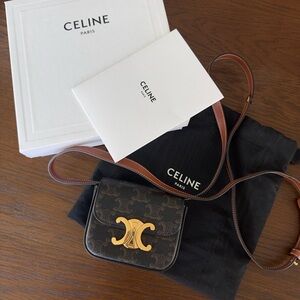 Celine mini claude in triomphe canvas and calfskin / perfect condition